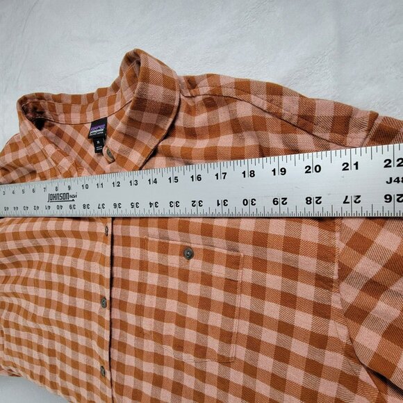 Patagonia Men's Checked Pattern Long Sleeve Casual Button Up Shirt Orange XL - Picture 5 of 7